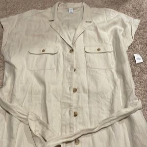 NWT, Old navy Womens size L large linen tie waist shirt dress
